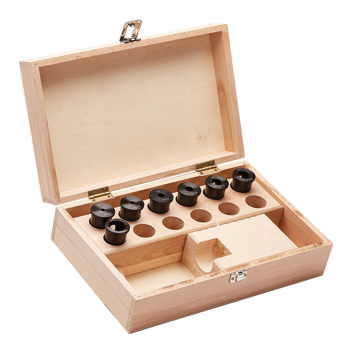 Reduktionshylsor för svarvbom 6 st set i trälåda DCONMS=25