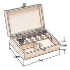Reduktionshylsor för svarvbom 6 st set i trälåda DCONMS=25