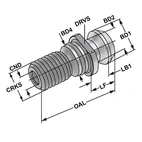 Dragtapp ISO 7388-3 | Form Ud | M16 | med genomborrning | utan O-ring