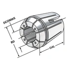 Gängtappshylsa ER20 med tätning och kylkanaler | 428GC | < 15 µm | 9 x 7